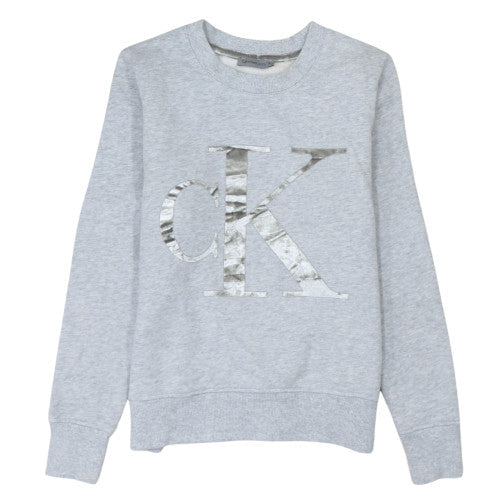 Calvin Klein Jeans Womens Grey Logo Pullover Sweatshirt XS