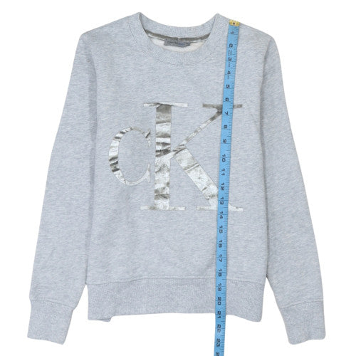 Calvin Klein Jeans Womens Grey Logo Pullover Sweatshirt XS