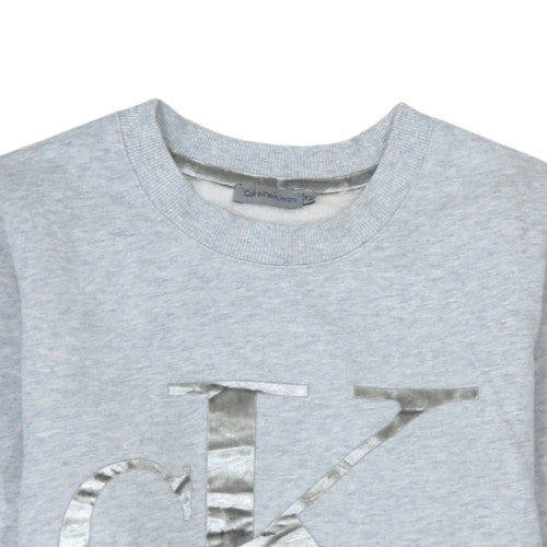 Calvin Klein Jeans Womens Grey Logo Pullover Sweatshirt XS