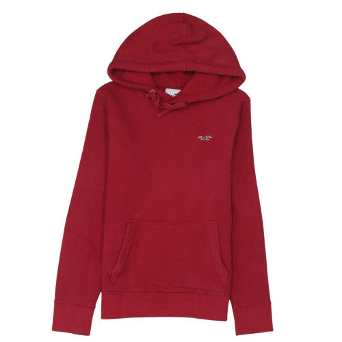 Hollister Mens Red Pullover Hoodie XS Regular Fit Fleece Warm