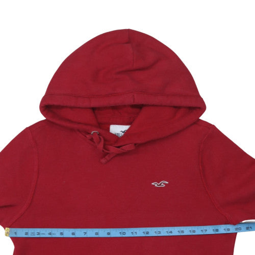 Hollister Mens Red Pullover Hoodie XS Regular Fit Fleece Warm