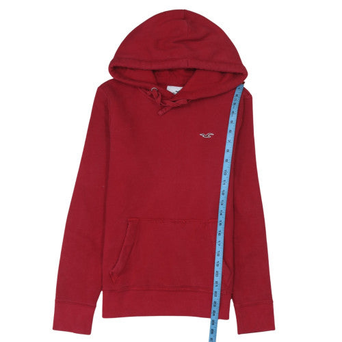 Hollister Mens Red Pullover Hoodie XS Regular Fit Fleece Warm