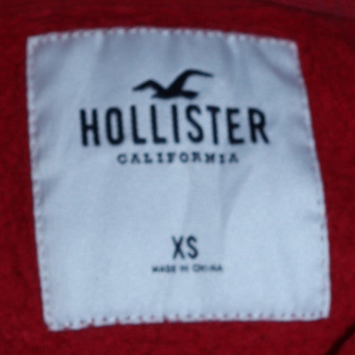 Hollister Mens Red Pullover Hoodie XS Regular Fit Fleece Warm