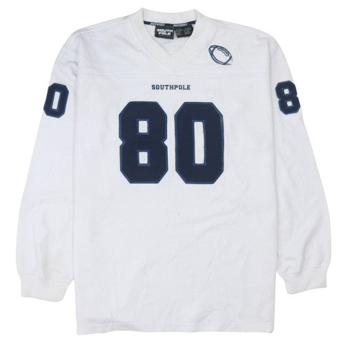 Southpole Men's White XL V-Neck Long Sleeve American Football Graphic Sweatshirt