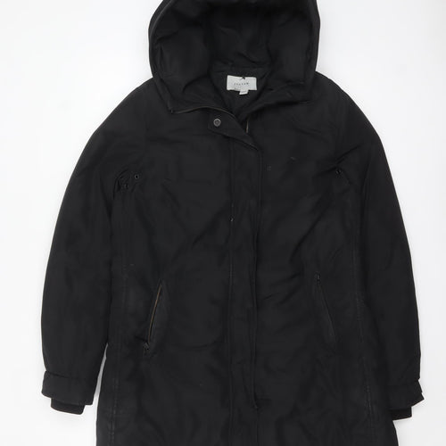 Jigsaw Women's Black Hooded Long Parka Coat Size 12