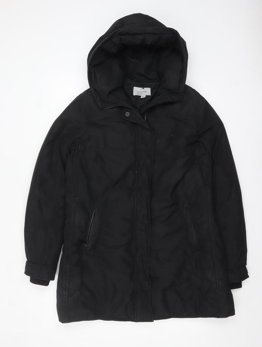 Jigsaw Women's Black Hooded Long Parka Coat Size 12
