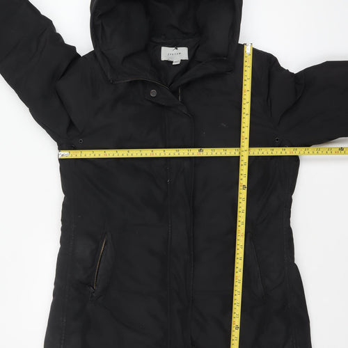 Jigsaw Women's Black Hooded Long Parka Coat Size 12