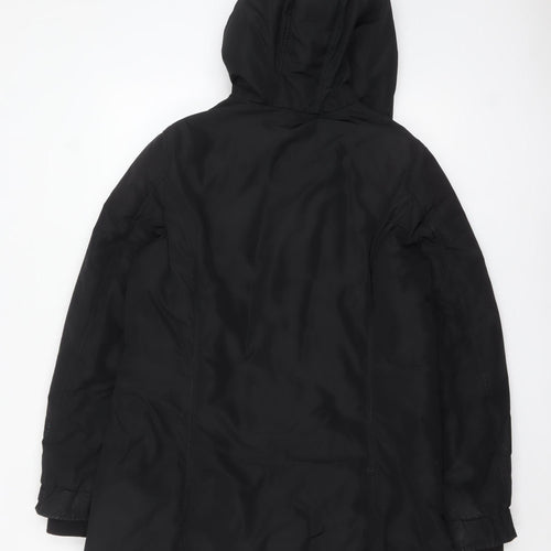 Jigsaw Women's Black Hooded Long Parka Coat Size 12