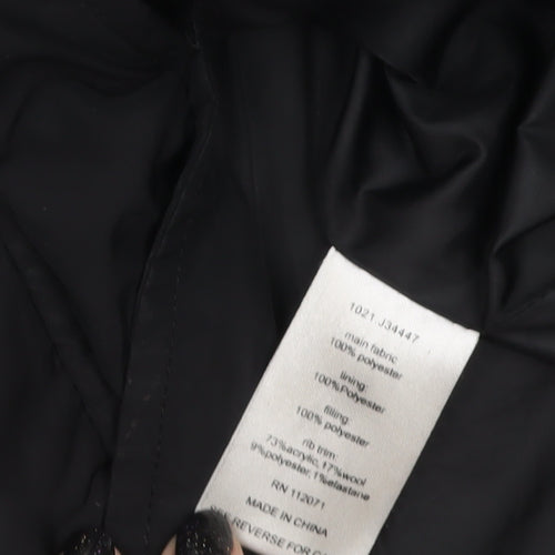 Jigsaw Women's Black Hooded Long Parka Coat Size 12