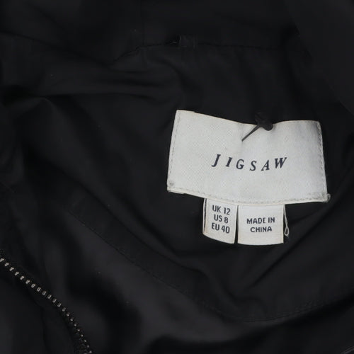 Jigsaw Women's Black Hooded Long Parka Coat Size 12