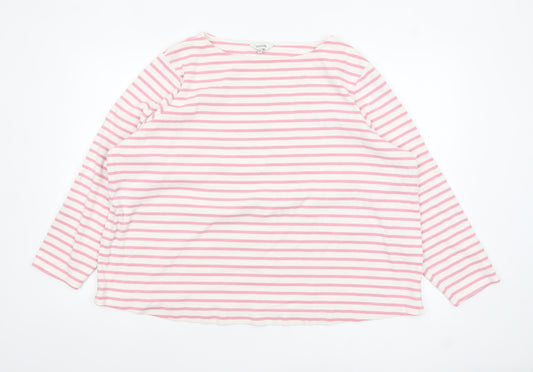 Joules Women’s Pink White Striped Long Sleeve Cotton T-Shirt Size 26