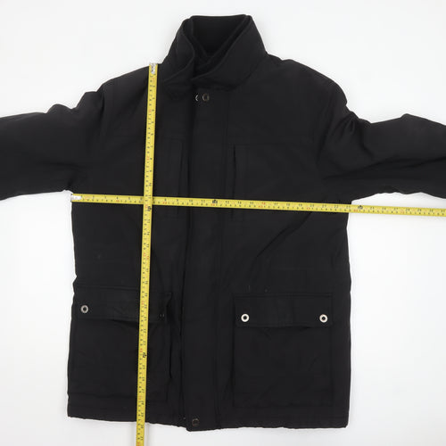 Marks and Spencer Men's Black L Parka Jacket Lined Winter Zip Coat