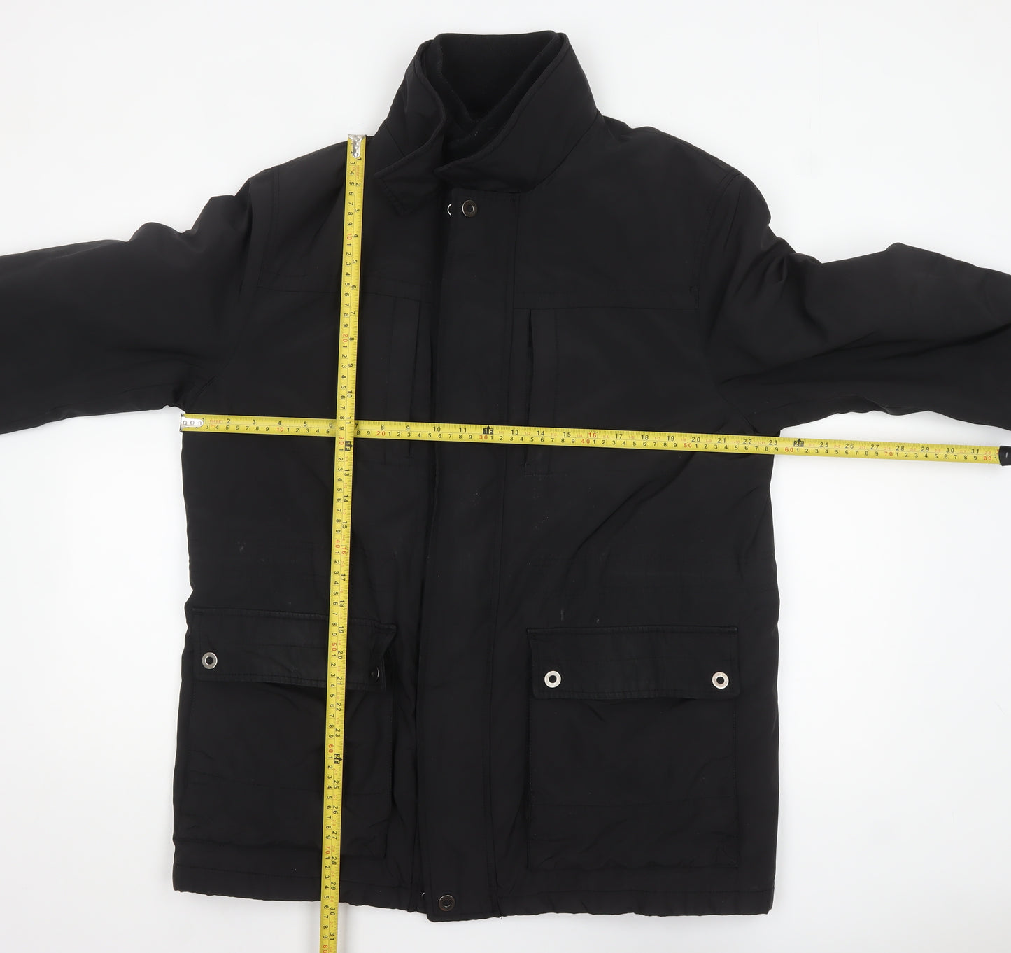 Marks and Spencer Men's Black L Parka Jacket Lined Winter Zip Coat