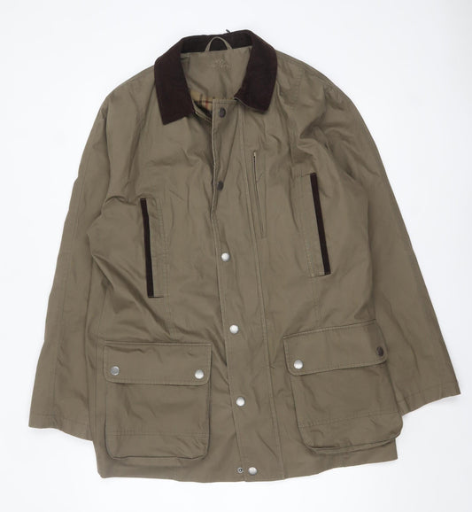 Brook Taverner Men's Brown Cotton Field Jacket 40R Lined Mid-Length