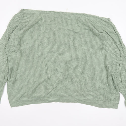 Yours Clothing Women’s Green Plus Size 26 Boat Neck Knit Pullover Jumper