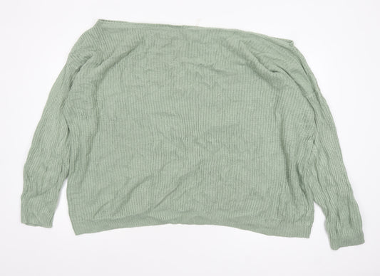 Yours Clothing Women’s Green Plus Size 26 Boat Neck Knit Pullover Jumper