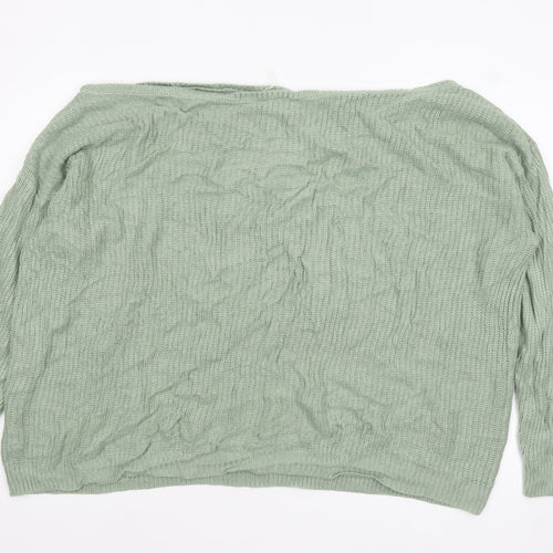 Yours Clothing Women’s Green Plus Size 26 Boat Neck Knit Pullover Jumper