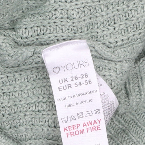Yours Clothing Women’s Green Plus Size 26 Boat Neck Knit Pullover Jumper