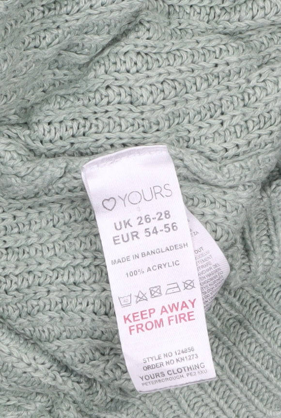 Yours Clothing Women’s Green Plus Size 26 Boat Neck Knit Pullover Jumper