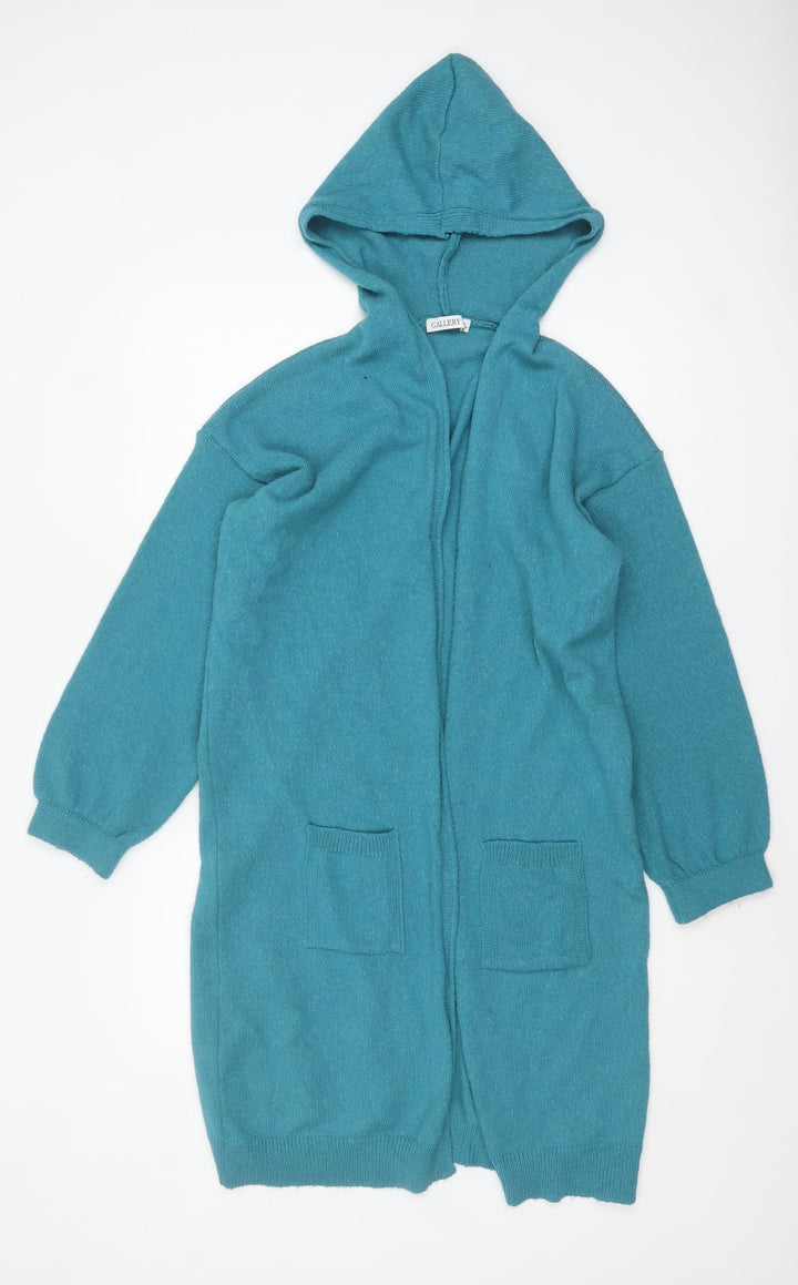 Gallery Women's Blue Hooded Knit Cardigan Size 8