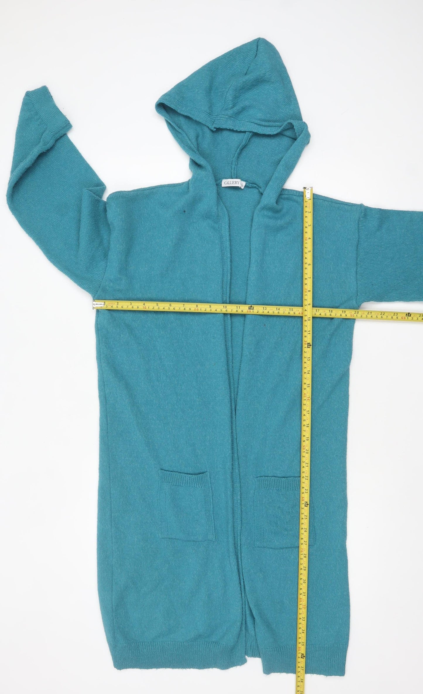 Gallery Women's Blue Hooded Knit Cardigan Size 8
