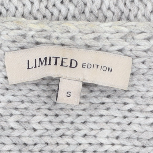 Marks and Spencer Women Grey Chunky-Knit Fringe Cape S