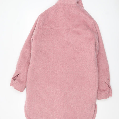 F&F Womens Pink Long Button Front Relaxed Overcoat Size 8
