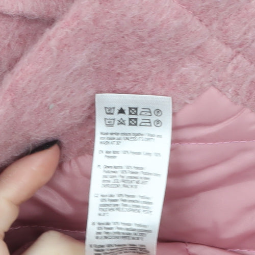 F&F Womens Pink Long Button Front Relaxed Overcoat Size 8