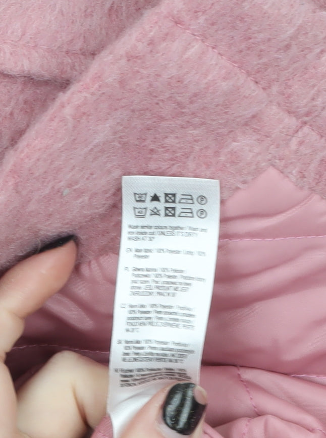 F&F Womens Pink Long Button Front Relaxed Overcoat Size 8