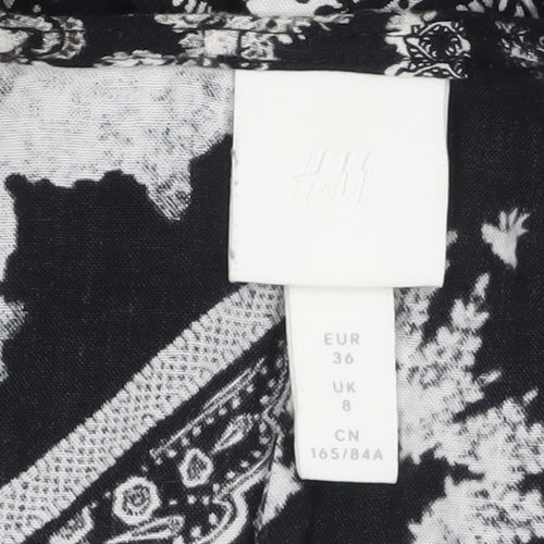 H&M Women’s Black Midi A-Line Dress Size 8 Bohemian Paisley Viscose