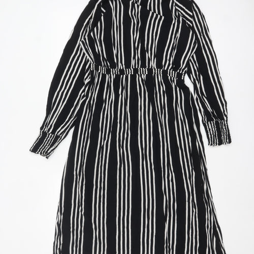 Noisy May Womens Black White Striped Midi Shirt Dress XL
