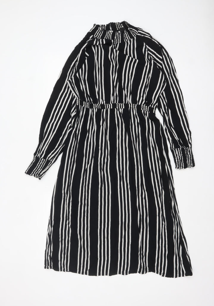 Noisy May Womens Black White Striped Midi Shirt Dress XL