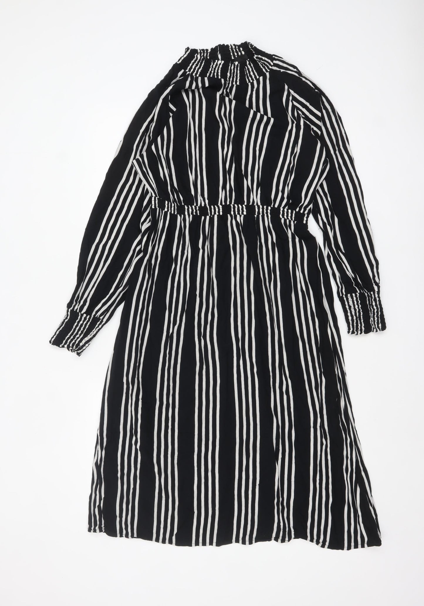 Noisy May Womens Black White Striped Midi Shirt Dress XL