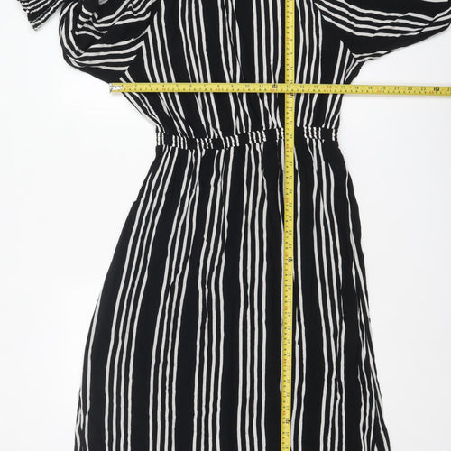 Noisy May Womens Black White Striped Midi Shirt Dress XL