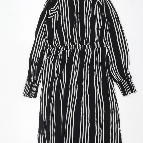 Noisy May Womens Black White Striped Midi Shirt Dress XL
