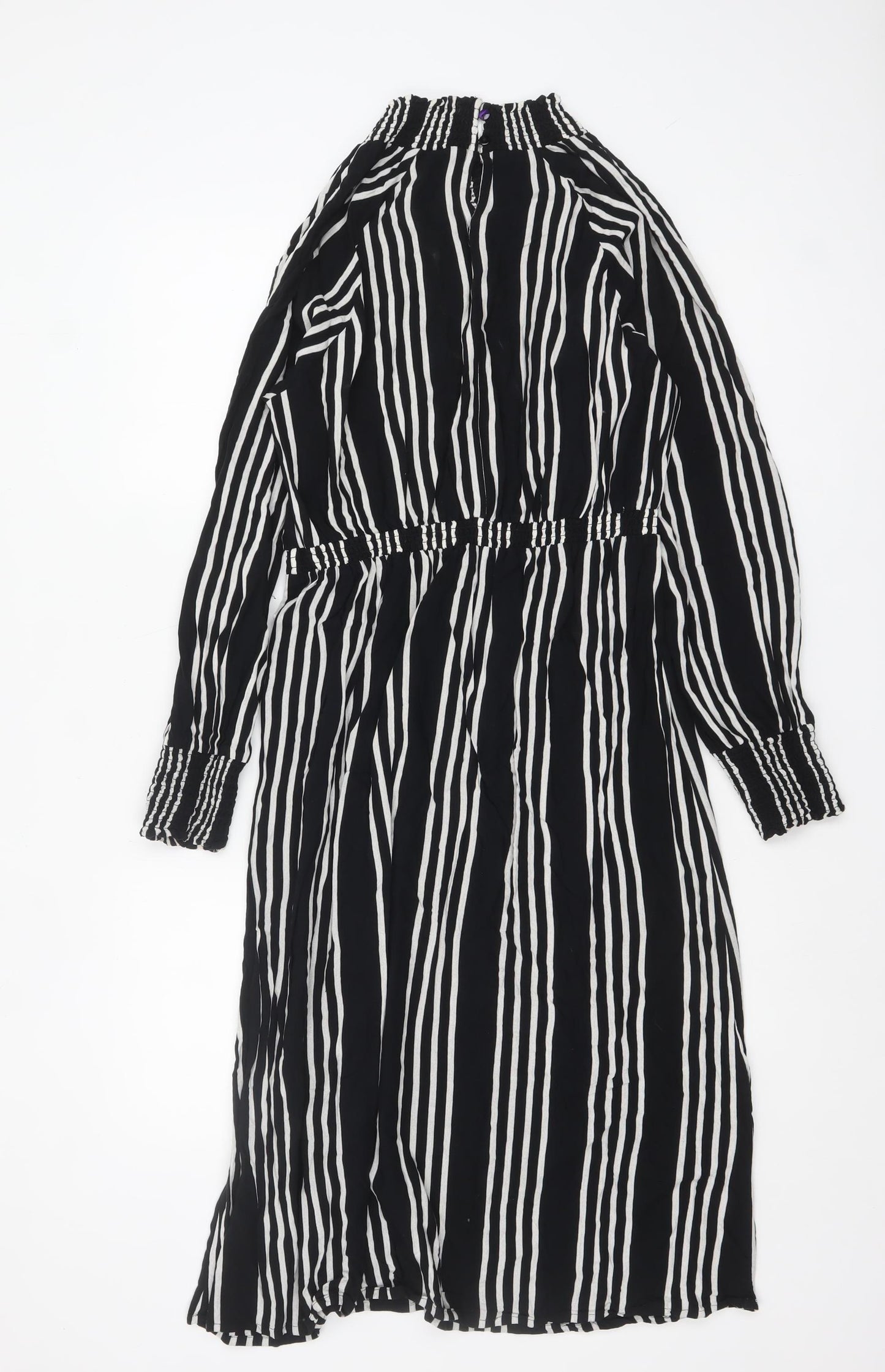 Noisy May Womens Black White Striped Midi Shirt Dress XL