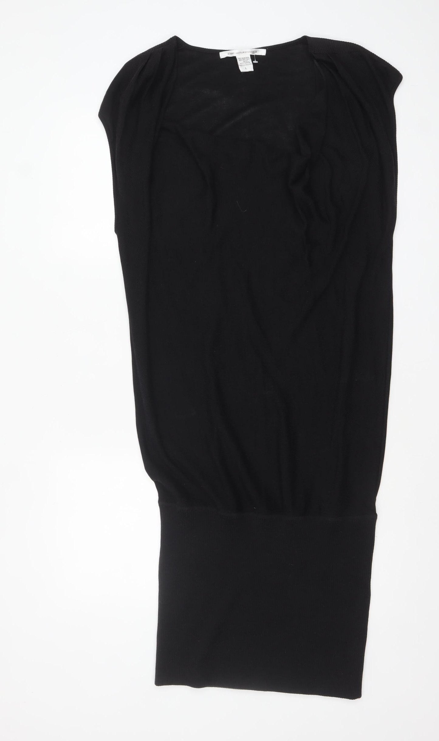 Diane von Furstenberg Women’s Black Silk Blend Sleeveless Bodycon Dress L