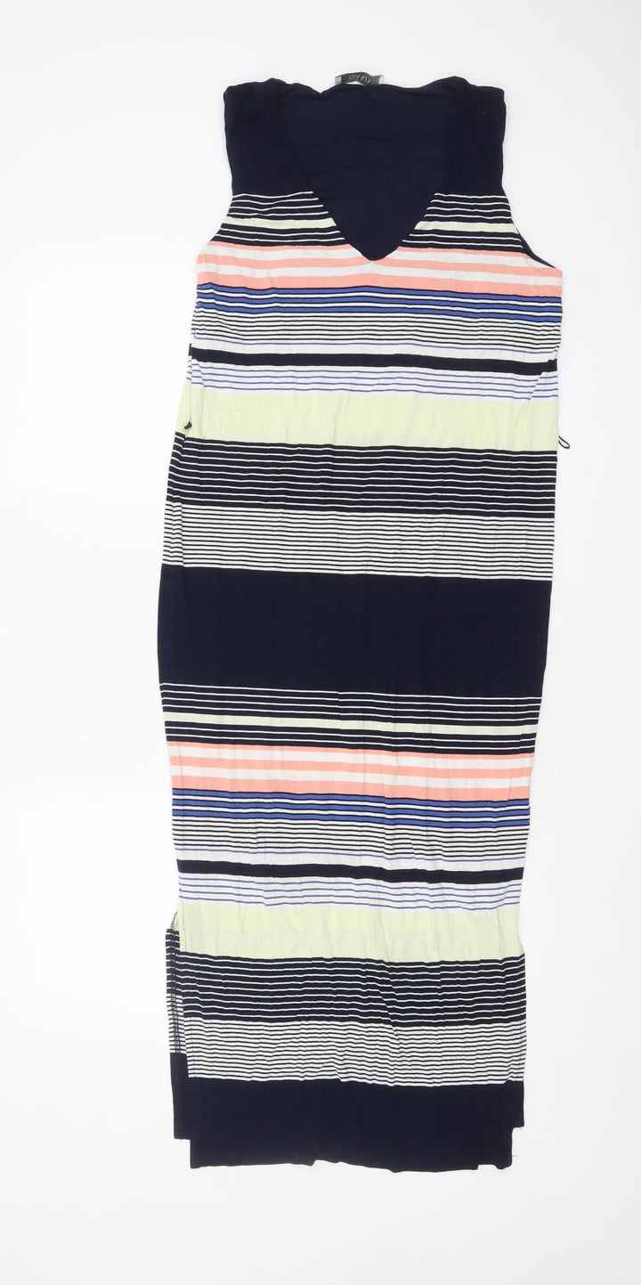 Oasis Women’s Multicoloured Striped Maxi Dress Size S Sleeveless V-Neck