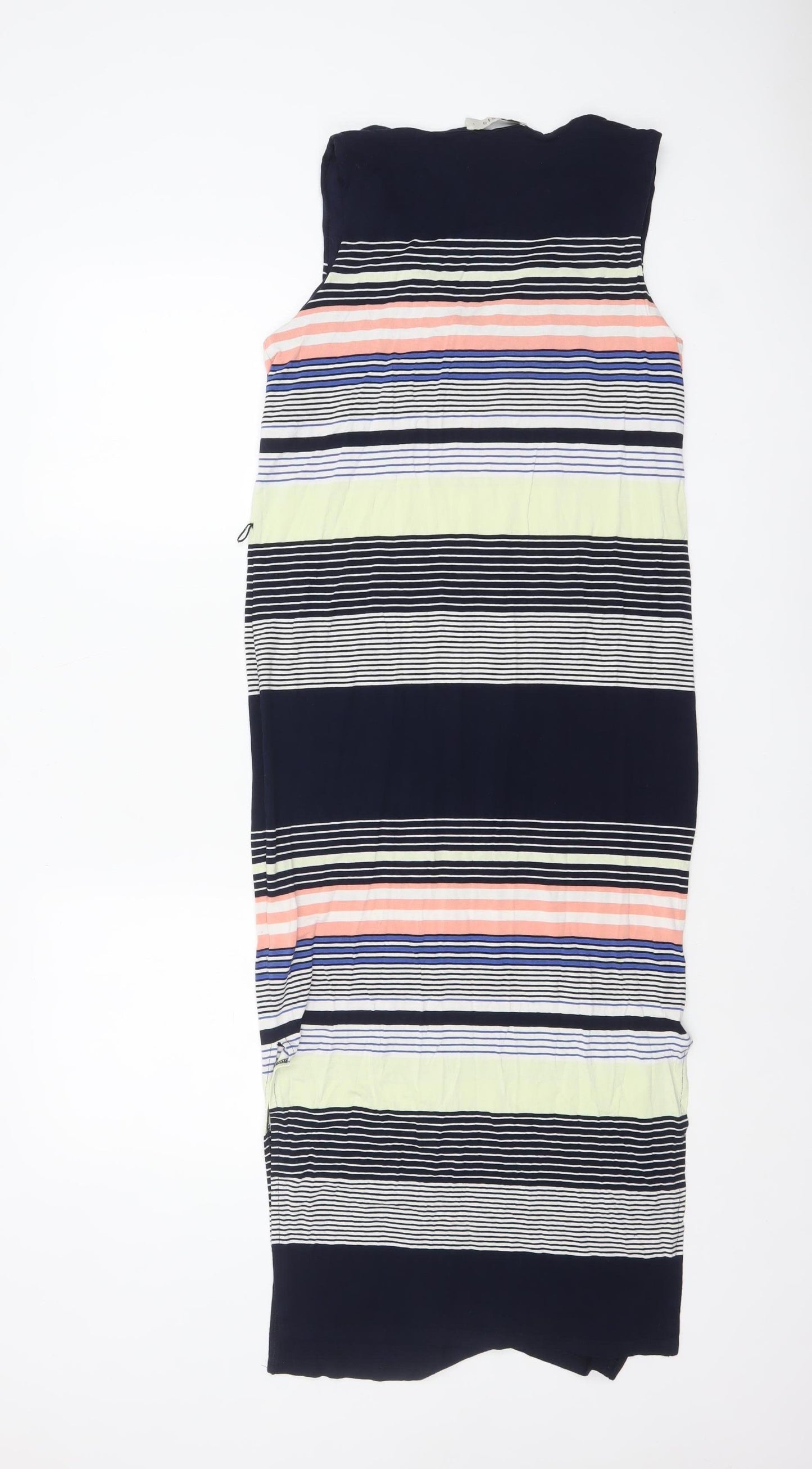 Oasis Women’s Multicoloured Striped Maxi Dress Size S Sleeveless V-Neck