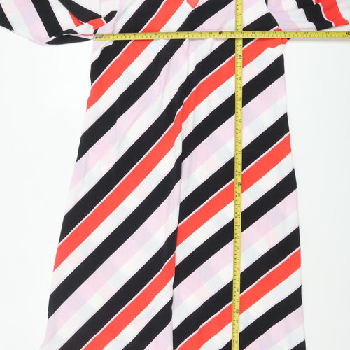 Marks and Spencer Women’s Multicoloured Stripe A-Line Midi Dress Size 12