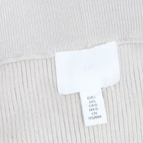 H&M Women Beige Knit Midi Pencil Skirt L Viscose Blend
