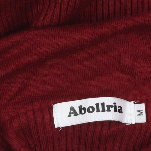 Abolria Women Red Knit Roll Neck Bodycon Dress Size M
