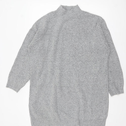 F&F Women’s Grey Mock Neck Long Sleeve Knit Jumper Size 12