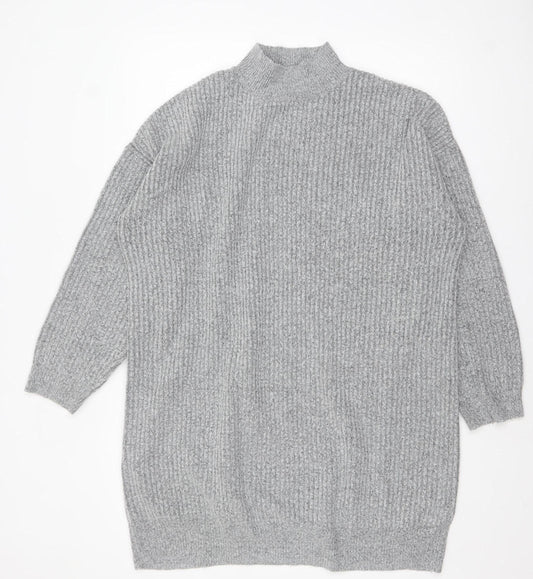 F&F Women’s Grey Mock Neck Long Sleeve Knit Jumper Size 12