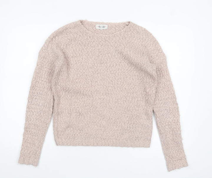 New Look Women Beige Chunky Knit Crew Neck Jumper Size S