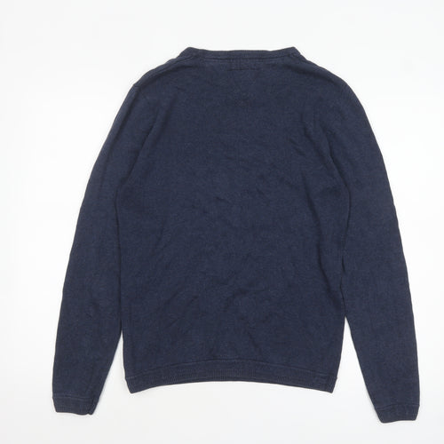 Threadbare Men's Blue Cotton Crew Neck Pullover Jumper Size S