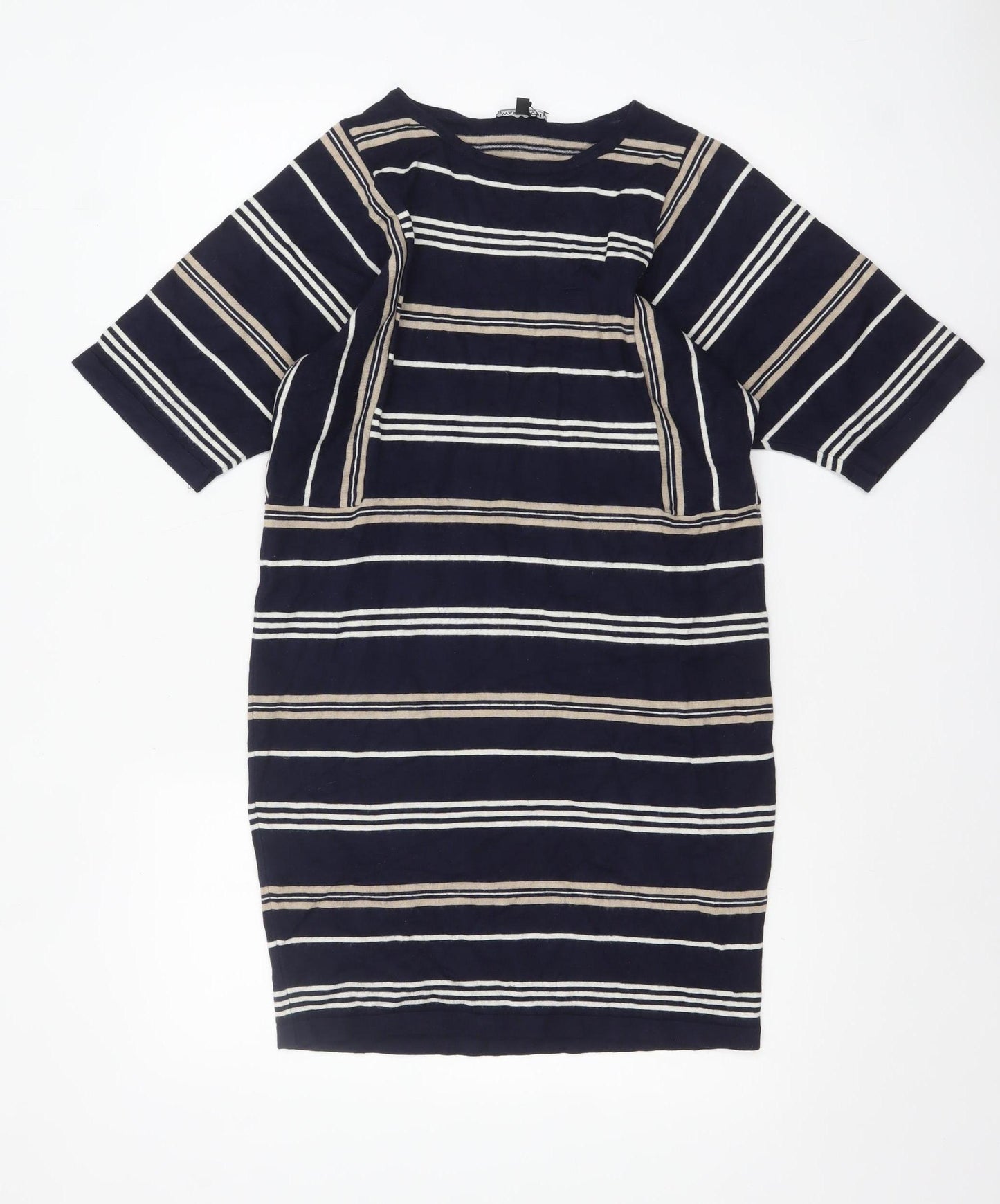 Warehouse Women Blue Striped Knit Shift Dress UK 10