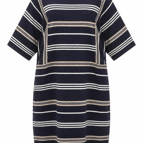 Warehouse Women Blue Striped Knit Shift Dress UK 10