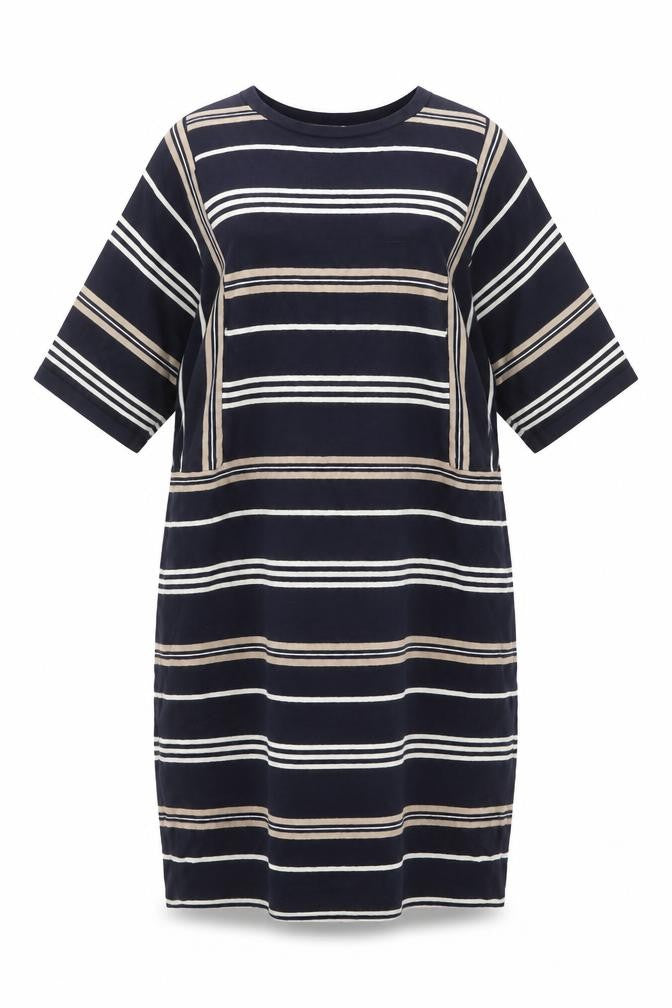 Warehouse Women Blue Striped Knit Shift Dress UK 10