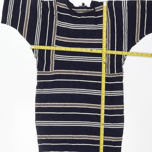 Warehouse Women Blue Striped Knit Shift Dress UK 10